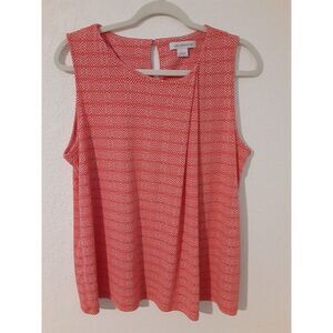 Liz Claiborne Liz Wear Women's Tank Top Sleeveless Orange White Size L